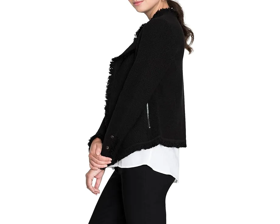 Вязаная куртка NIC+ZOE Fringe Mix с бахромой и длинными рукавами