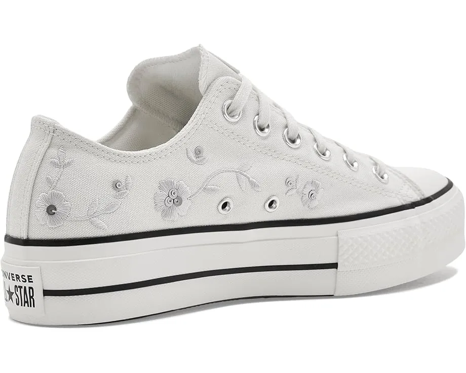 Кеды Chuck Taylor All Star Lift Platform Sequin Flowers низкие Converse с пайетками и цветами