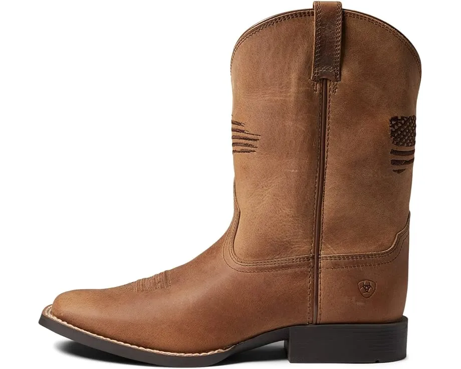 Сапоги Ariat Patriot II Homestd для детей с вышитым флагом США и квадратным носком