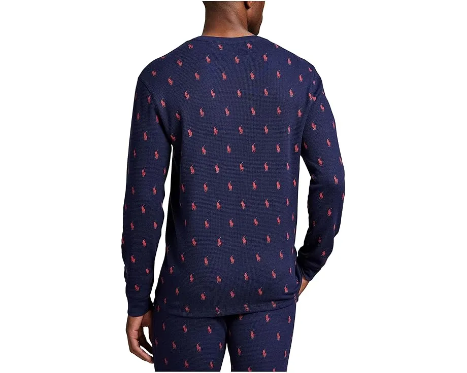 Пижамная блуза Polo Ralph Lauren с длинным рукавом и вафельной структурой