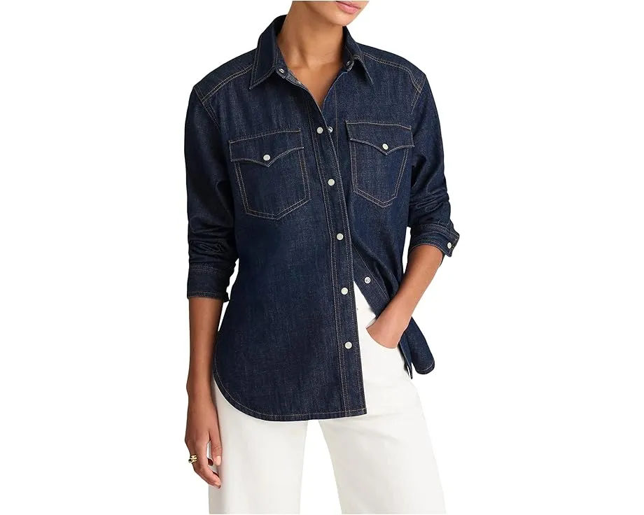 Madewell Оверсайз рубашка в стиле вестерн с двумя накладными карманами в цвете Rinse Wash
