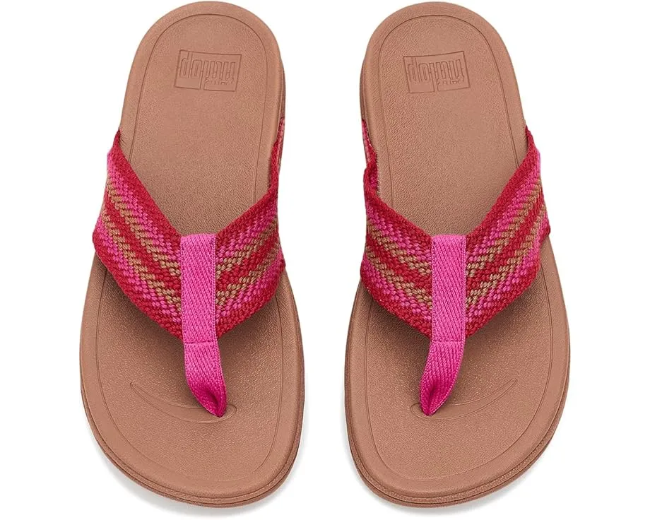 FitFlop Surfa Stripe-Webbing Toe-Post Sandals с ремешками из тесьмы