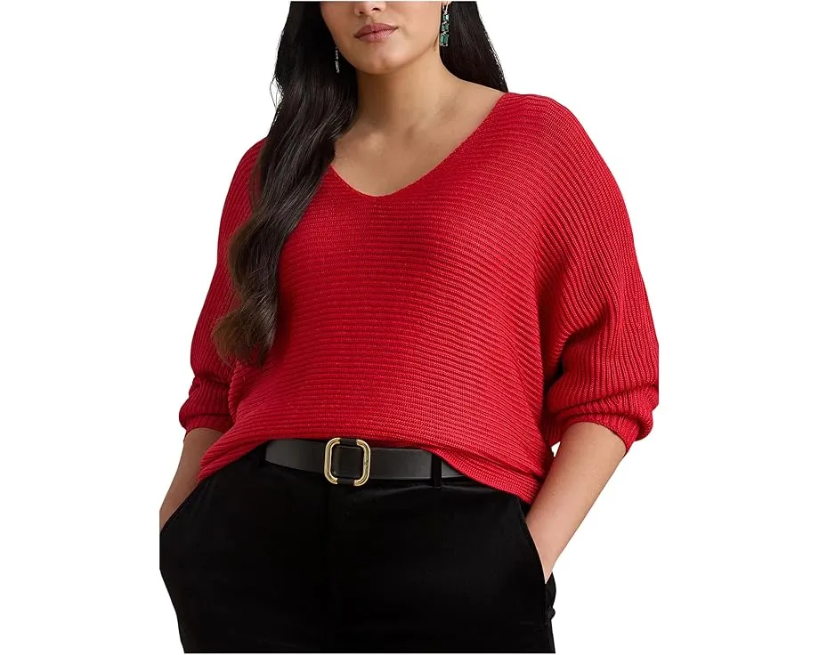 Свитер Lauren Ralph Lauren Plus Size с рубчиком и рукавом долман