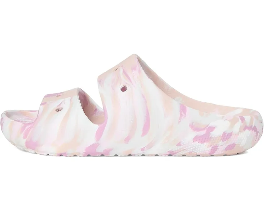 Классические сланцы Crocs с мраморным рисунком и двойными ремешками