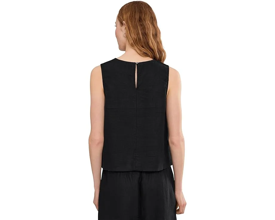 Madewell Embroidered Shell Top in 100% Linen с застежкой на пуговицу