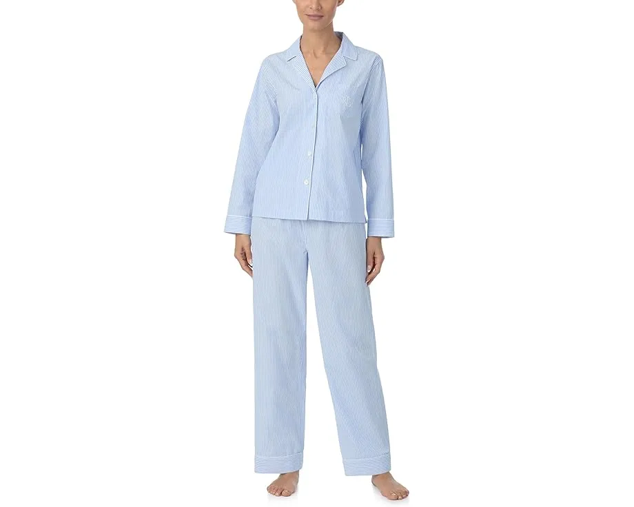 Lauren Ralph Lauren Cotton Woven Long Sleeve Notch Collar PJ Set пижамный набор из хлопка с длинным рукавом