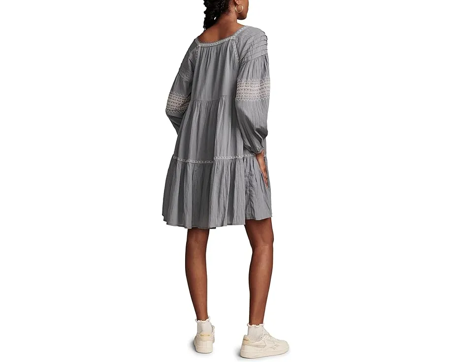 Embroidered Tiered Long Sleeve Mini
