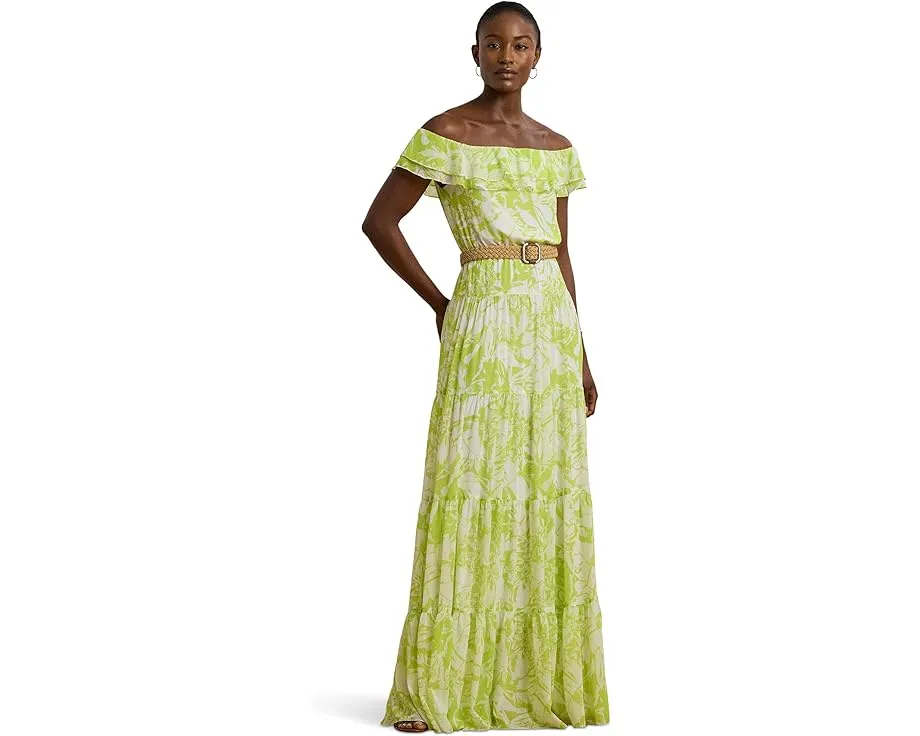 Lauren Ralph Lauren вечернее платье с открытыми плечами и цветочным принтом из жоржета