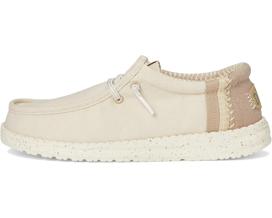 Hey Dude Kids Wally Break Brushed Linen детские слипоны из льна с круглым носком