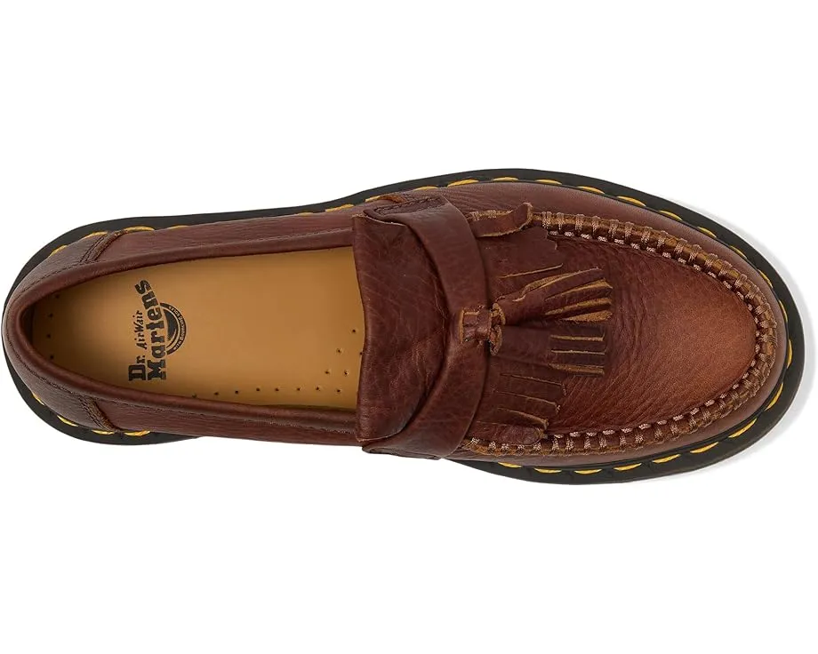 Кожаные лоферы Dr. Martens Adrian с желтой строчкой и декоративными кисточками