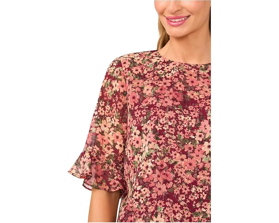 Блузка CeCe с цветочным принтом и манжетами-рюшами