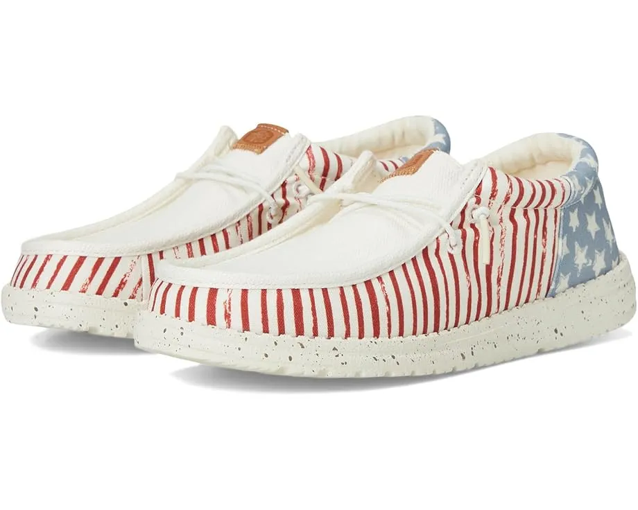 Детские слипоны Hey Dude Wally Americana с патриотичным принтом и технологией Flex & Fold