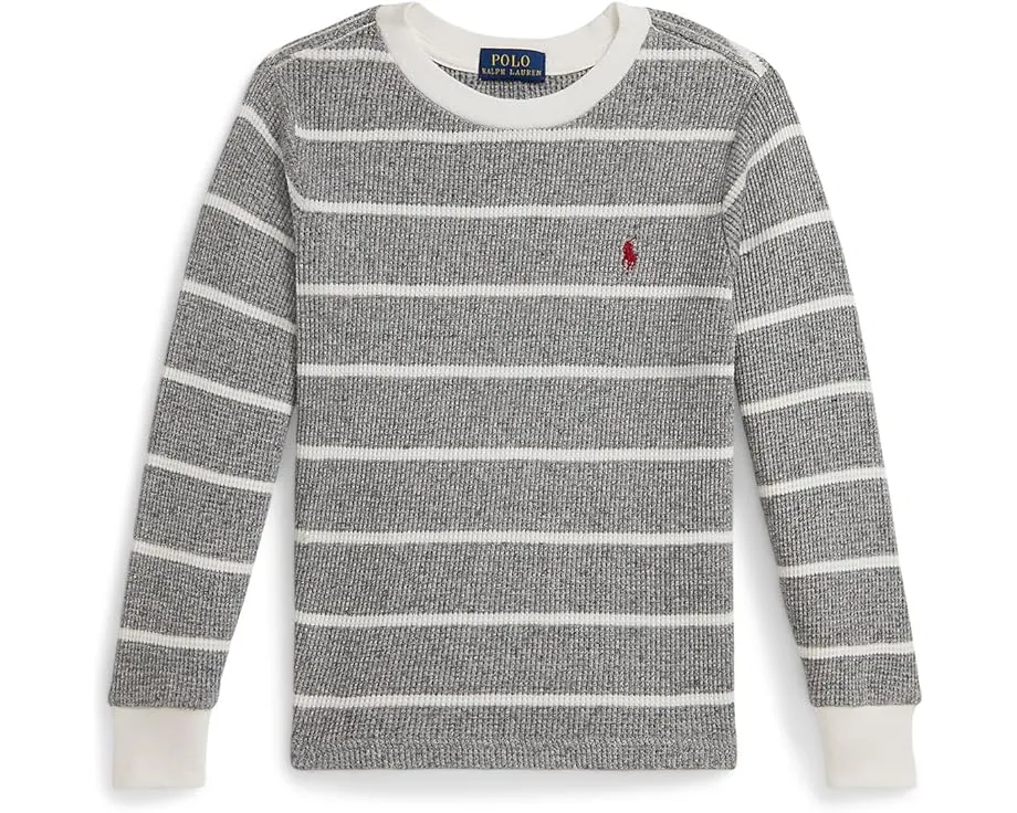 Хлопковая футболка в полоску Waffle с длинным рукавом Polo Ralph Lauren Kids для малышей и младших детей