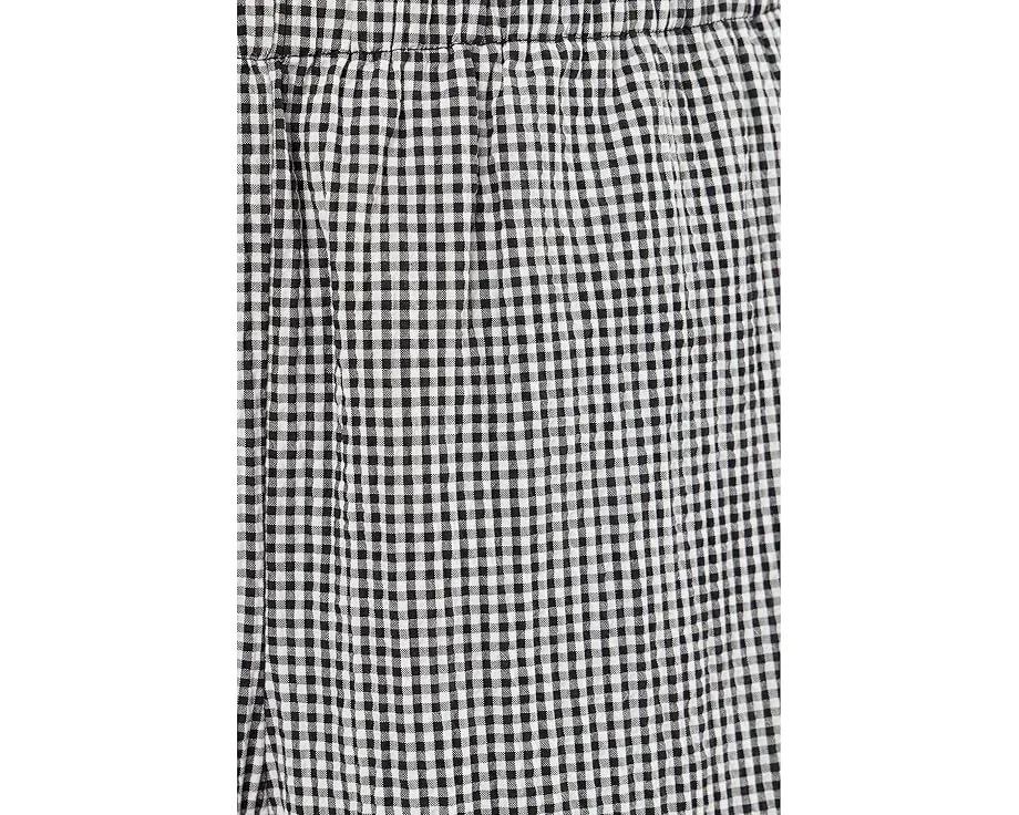 Organic Cotton Pucker Check Ankle Wide Pants
