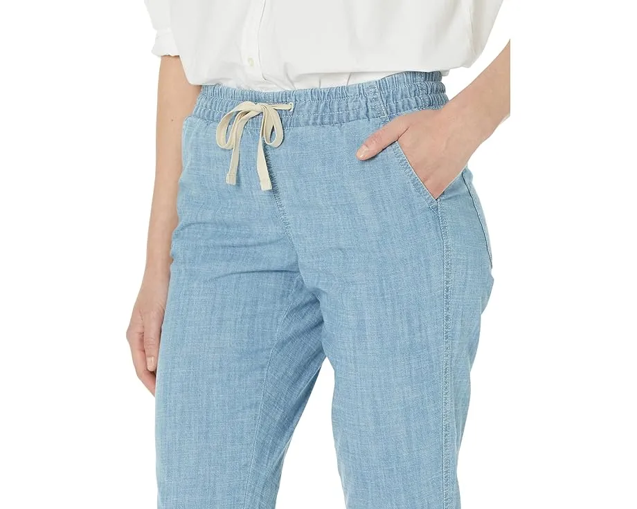 Укороченные брюки-чинос L.L.Bean Petite Lakewashed с зауженным силуэтом и поясом на резинке