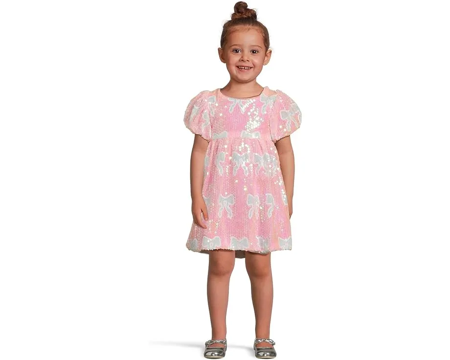 Lola and The Boys Платье с бантами из пайеток нежно-голубого цвета