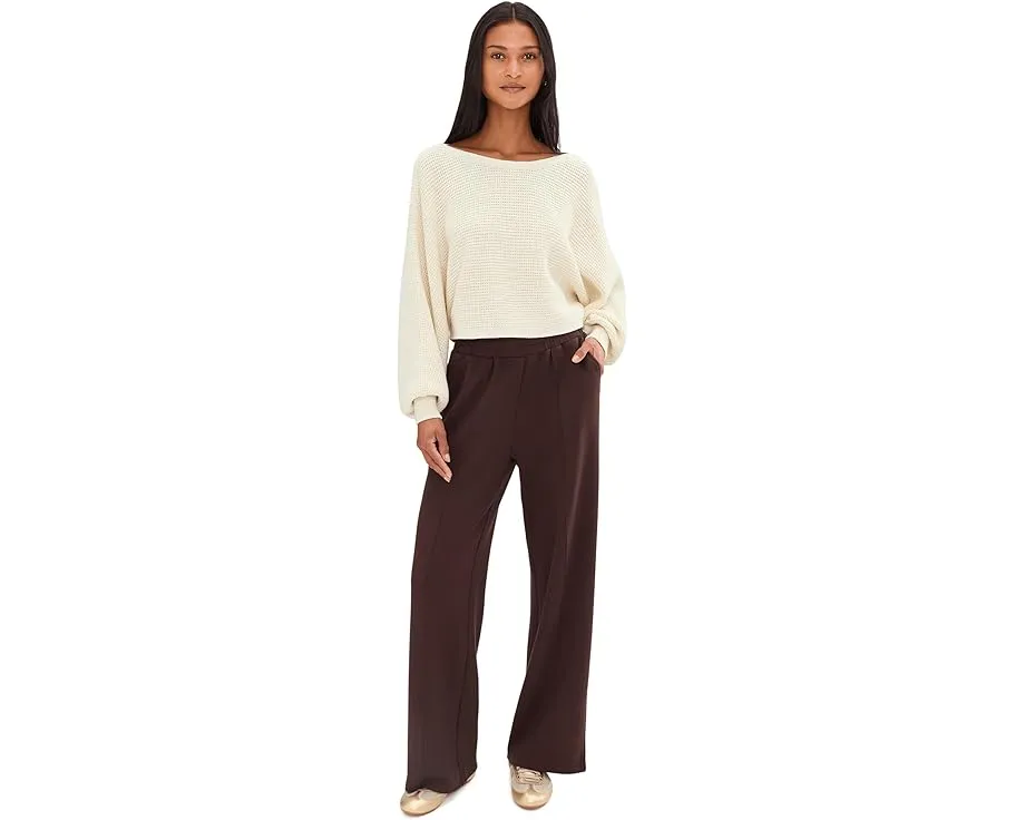 Короткий свитер Beyond Yoga Ready For Barre Cropped Sweater с вафельной вязкой и широким вырезом