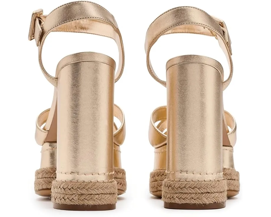 Босоножки Hilda Rope High Schutz на высокой платформе из металлизированной кожи и рафии