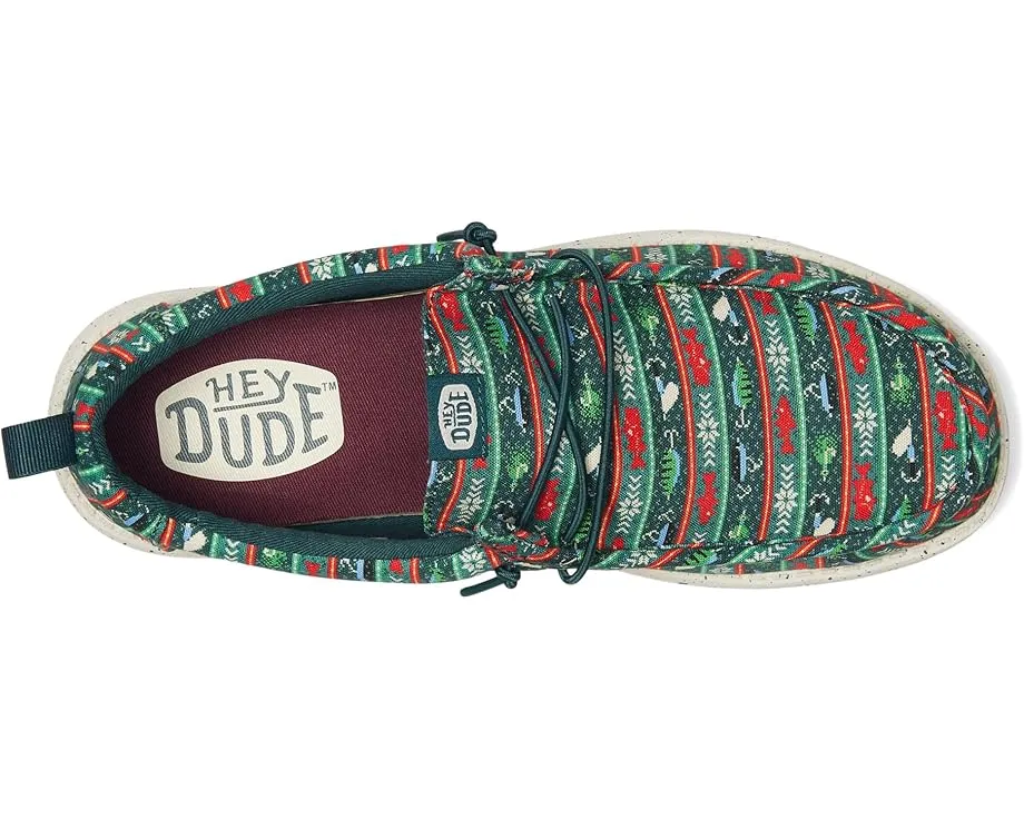 Кроссовки Hey Dude Wally Fishmas Sweater с новогодним принтом и эластичными шнурками