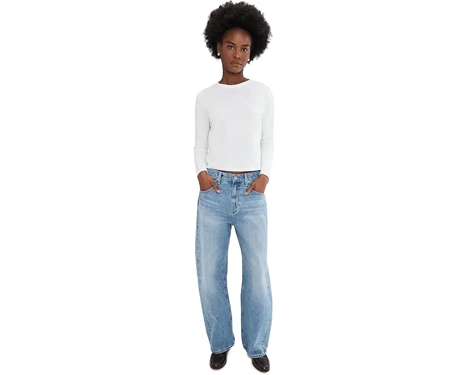 Укороченная футболка Lilla P Cropped Boyfriend с длинным рукавом и свободным кроем