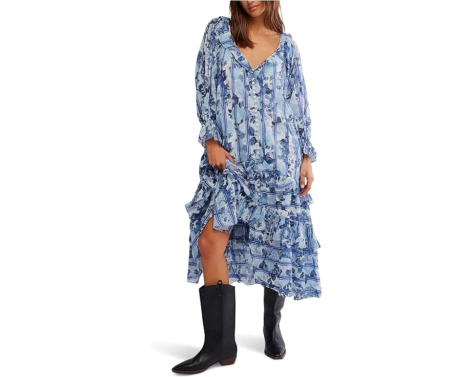 Платье макси Free People Garden Wonders с цветочным принтом и рюшами