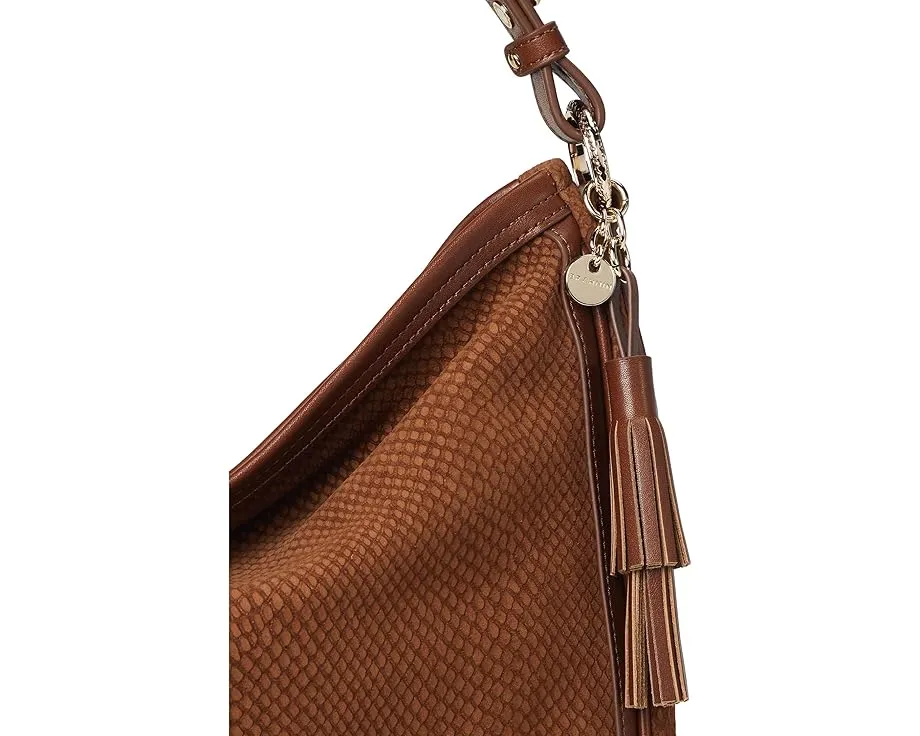 Сумка через плечо Kathleen с широким мягким ремнем и змеиным тиснением Brahmin