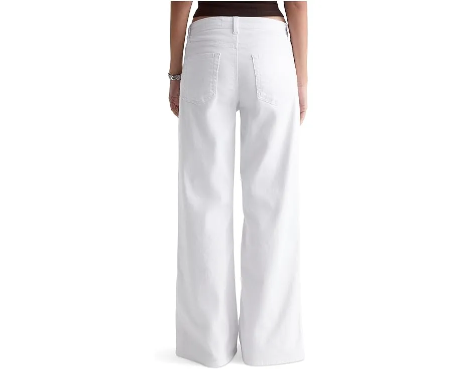 Джинсы Saige Wide Leg из мягкого денима белого цвета с высокой посадкой AG Jeans