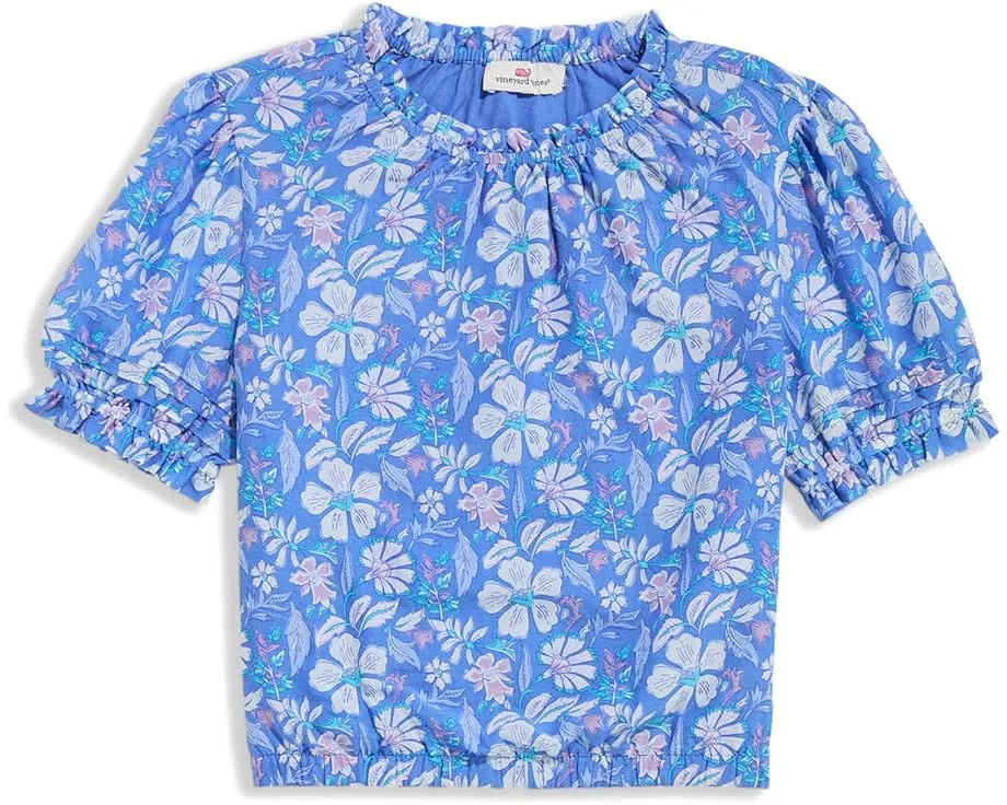 Топ Vineyard Vines Kids Emmy Pintuck с короткими рукавами и сборками