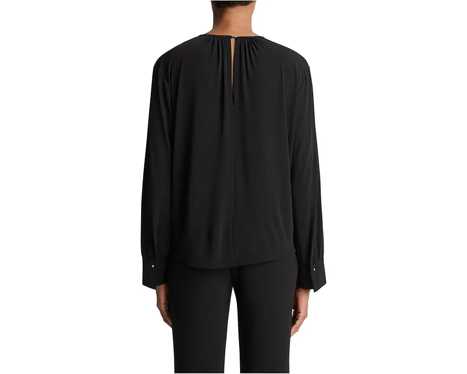 Мягкая блуза Vince с присборенной горловиной и длинными рукавами