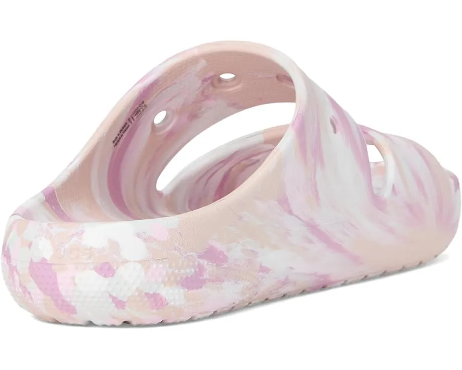Классические сланцы Crocs с мраморным рисунком и двойными ремешками