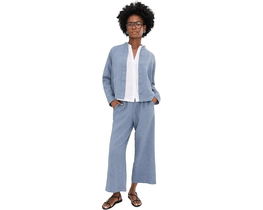Широкие брюки Eileen Fisher Petite до щиколотки из двойного переплетения органического хлопка