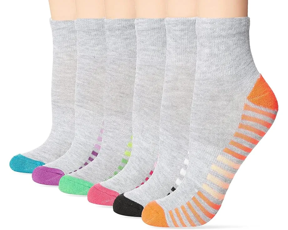 Hanes 6 пар хлопковых носков с комфортной посадкой серый меланж