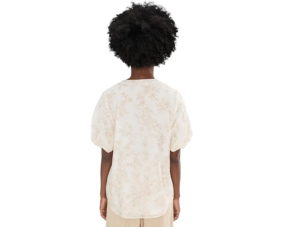 Топ Vince Camuto с короткими рукавами-фонариком и V-образным вырезом с вырезом