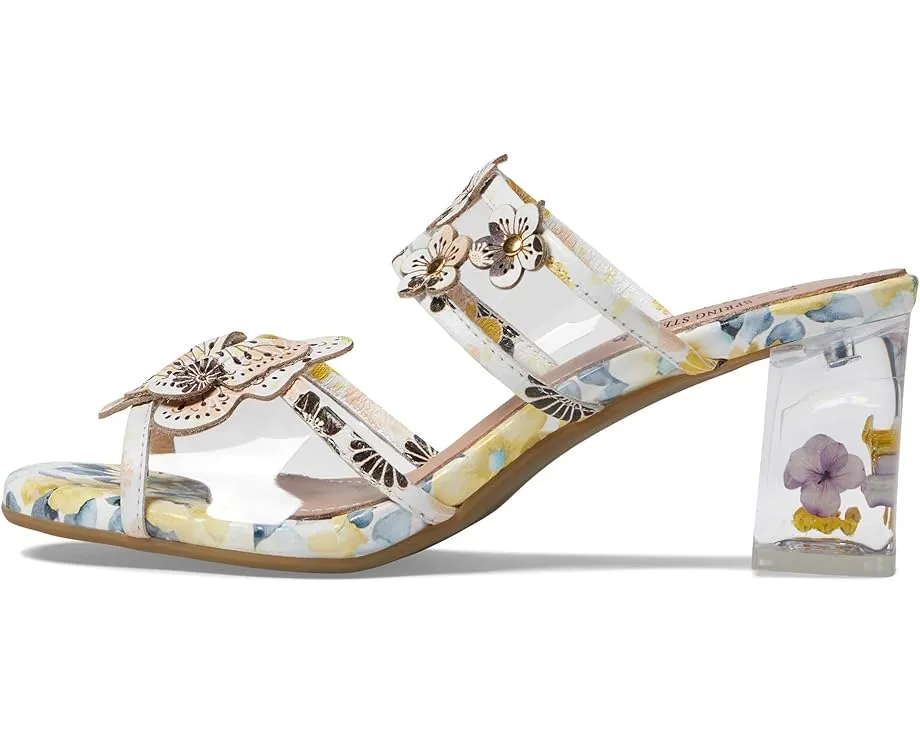 Сандалии L'Artiste by Spring Step Adored с прозрачными ремешками и цветами в каблуке