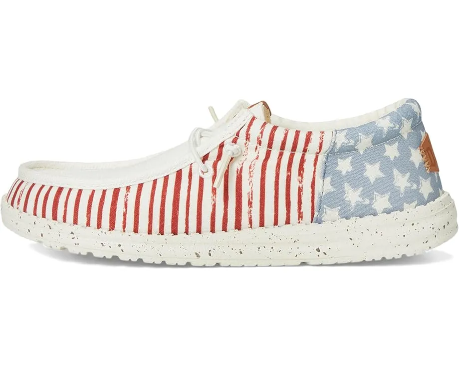 Детские слипоны Hey Dude Wally Americana с патриотичным принтом и технологией Flex & Fold