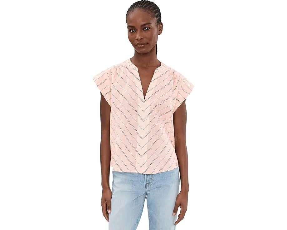 Petite Short Sleeve Popover Woven Top