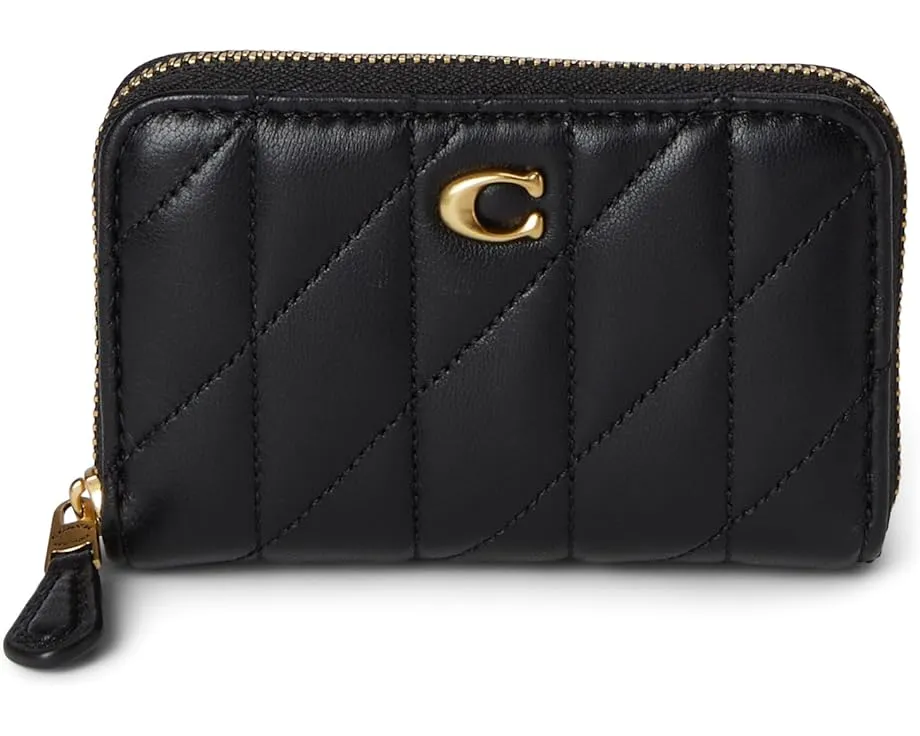 Маленький кардхолдер COACH на молнии из кожи наппа