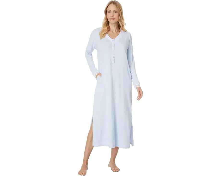 Халат Eileen West из трикотажа с длинным рукавом и кружевной отделкой