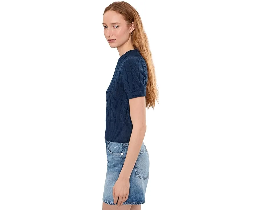 Свитер 525 america Sky Cable Crew Neck Pullover с рельефным узором и короткими рукавами