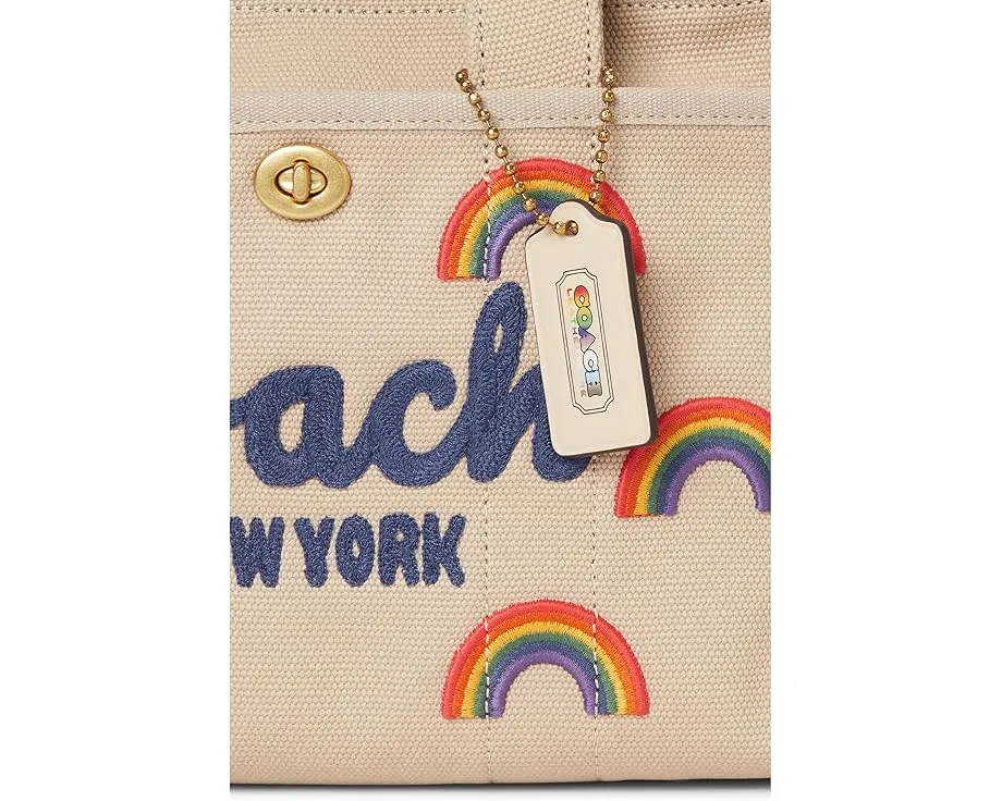 Сумка-тоут COACH Cargo Tote Bag 26 с вышивкой радуги и съемным ремнем
