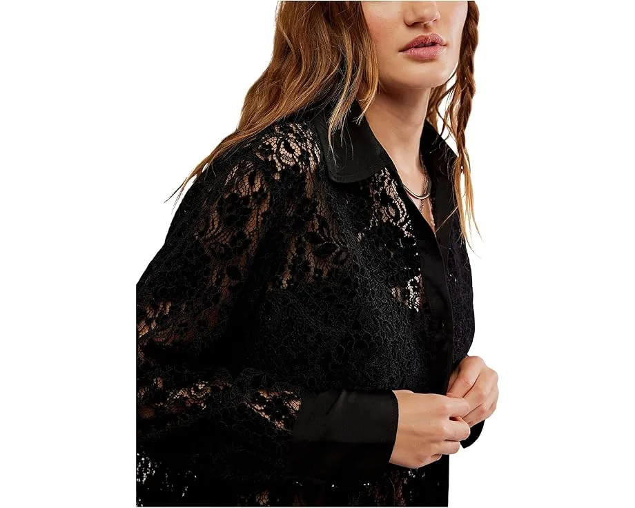 Блуза Free People Faith с кружевными вставками и классическим воротником