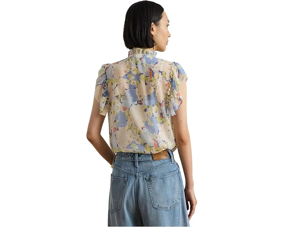 Блузка Lauren Ralph Lauren с цветочным принтом и отделкой рюшами
