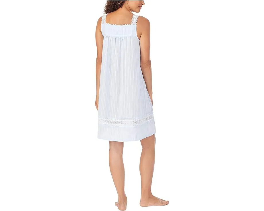Eileen West Cotton Dobby Stripe Woven Sleeveless Short Nightgown ночная сорочка из хлопка с кружевом