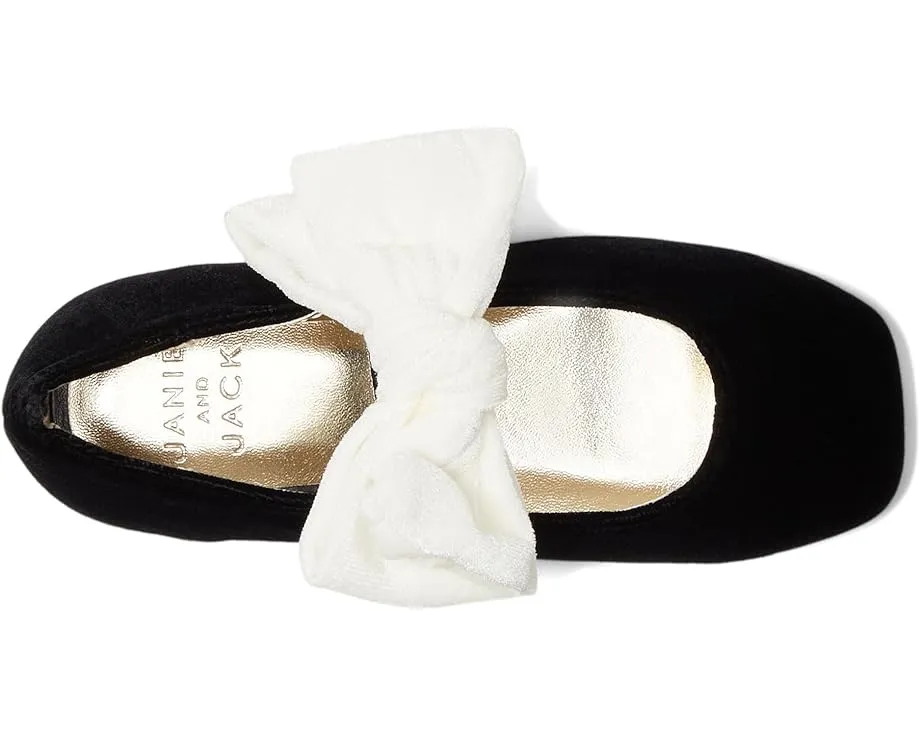 Балетки Janie and Jack из бархата с бантом на щиколотке и квадратным носком