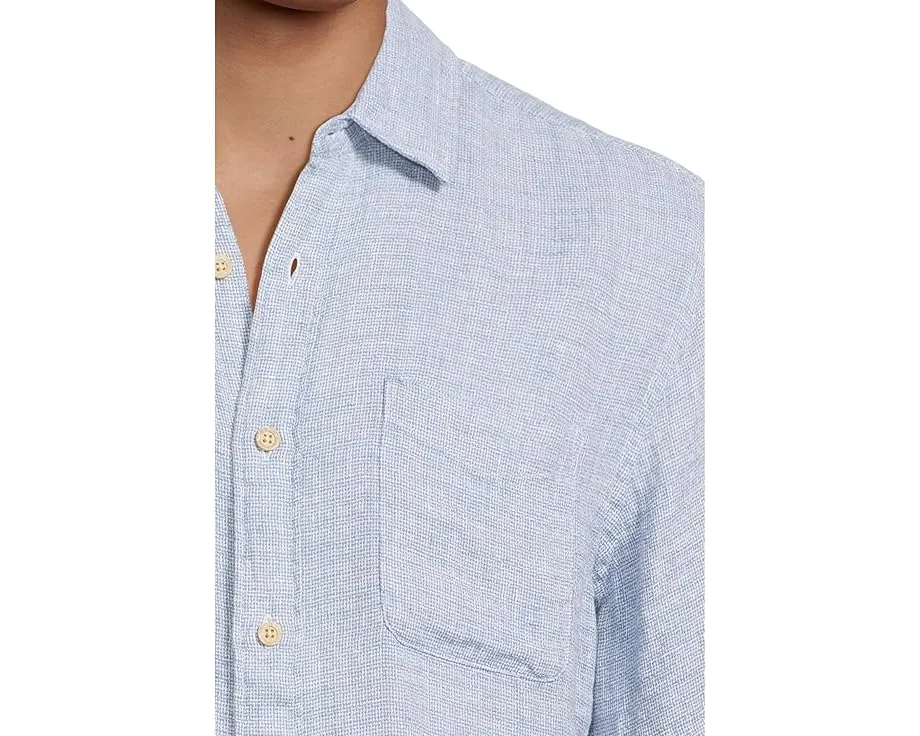 Рубашка Faherty Short Sleeve Palma Linen Shirt из 100% льна с накладным карманом