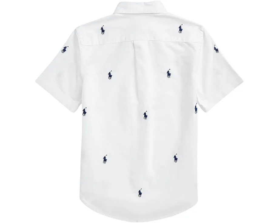Polo Ralph Lauren рубашка с коротким рукавом для детей Pony Oxford White Navy