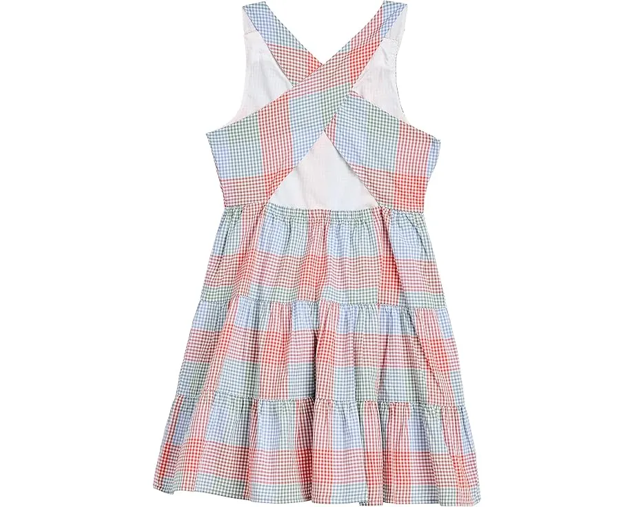 Платье Janie and Jack в разноцветную клетку с бантами на бретелях