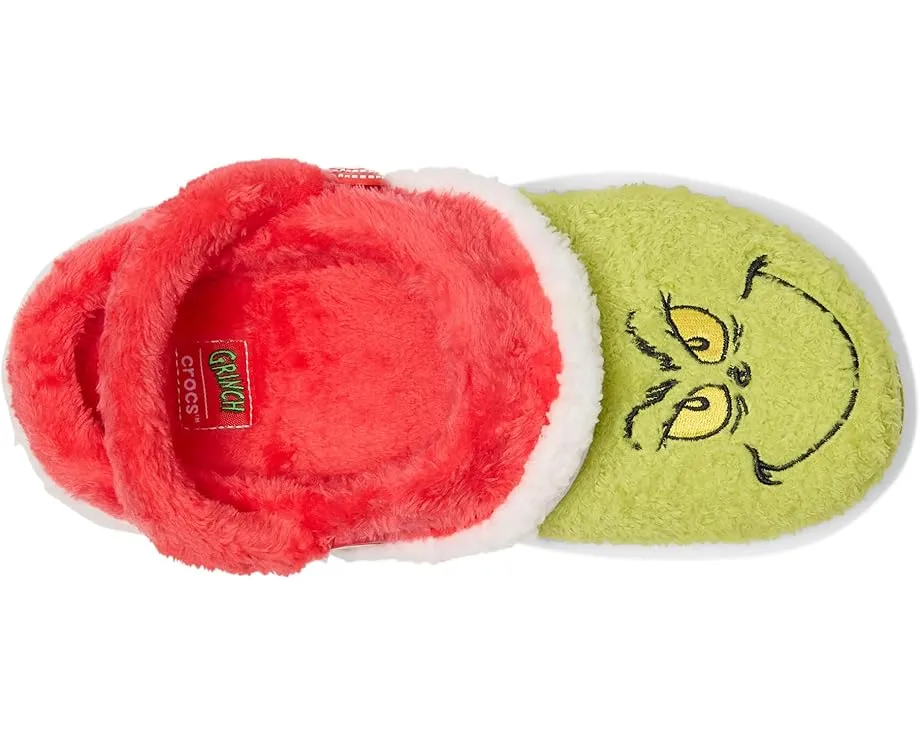 Теплые детские сабо Crocs Kids с подкладкой в стиле Гринча