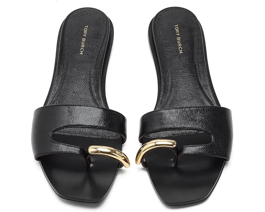 Сандалии Tory Burch Romy Slides на плоской подошве из кожи