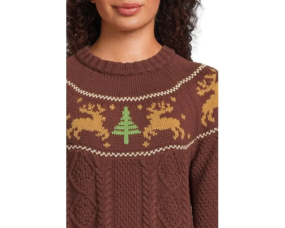 Свитер L.L.Bean Signature Cotton Fisherman с аранами и круглой горловиной